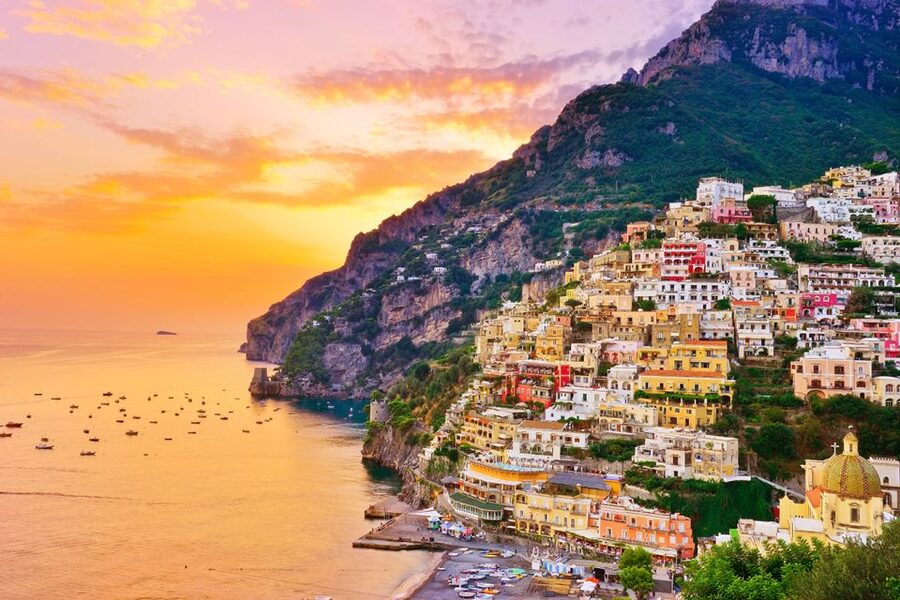 From Amalfi: Private Sunset Cruise along the Amalfi Coast - Positano in the evening light