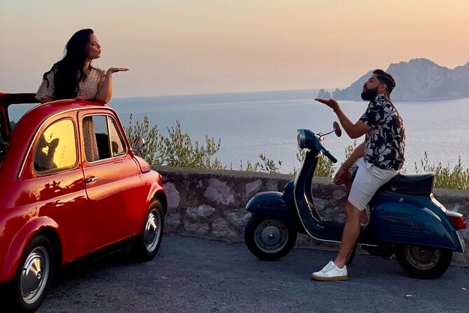 Private Sunset Photo Tour with vintage Fiat 500 - Massa Lubrense and the Capri-facing aperitivo