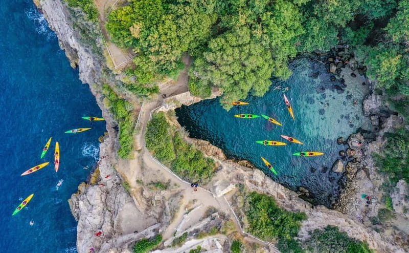 Sorrento: Guided Kayak Tour + Free 1h Paddleboarding - From Marina Grande to Queen Giovanna’s Baths